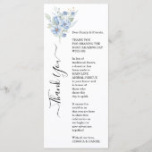 rustic dusty blue watercolor flowers & leaves menu (Achterkant)