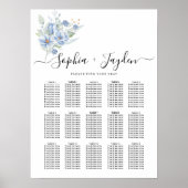 rustic dusty blue watercolor flowers & leaves poster (Voorkant)