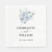 rustic dusty blue watercolor flowers & leaves servet (Voorkant)