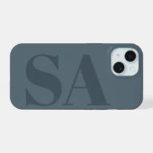 Rustic Dusty Blue Watercolor Minimal Contemporary iPhone 15 Case (Achterkant horizontaal)