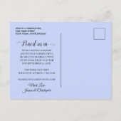 rustic dusty blue watercolor-style flower & leaves aankondigingskaart (Achterkant)