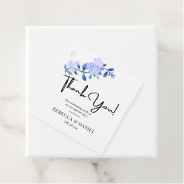 rustic dusty blue watercolor-style flower & leaves bedankjes labels