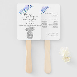 rustic dusty blue watercolor-style flower & leaves handwaaier