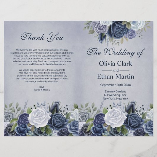 Rustic Dusty Blue Waterverf Floral (Voorkant)