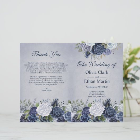 Rustic Dusty Blue Waterverf Floral (Staand voorkant)