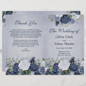 Rustic Dusty Blue Waterverf Floral (Voorkant / Achterkant)