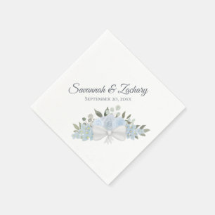 Rustic Dusty Blue Waterverf Floral Boho Wedding Servet