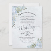 Rustic Dusty Blue Waterverf Floral Chic Wedding Kaart (Voorkant)