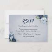 Rustic Dusty Blue Waterverf Floral RSVP Kaartje (Achterkant)