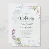 Rustic Dusty Blue Waterverf Floral Wedding Kaart (Voorkant)