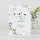 Rustic Dusty Blue Waterverf Floral Wedding Kaart (Staand voorkant)