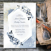 Rustic Dusty Blue Waterverf Floral Wedding Kaart