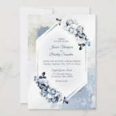 Rustic Dusty Blue Waterverf Floral Wedding Kaart (Voorkant)