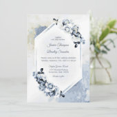 Rustic Dusty Blue Waterverf Floral Wedding Kaart (Staand voorkant)