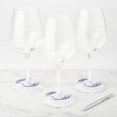 Rustic Dusty Blue Waterverf Floral Wedding Wijnglaslabel (Set)