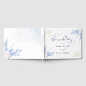 Rustic Dusty Blue Waterverf laat gouden bruiloft o Gastenboek (Volledig)