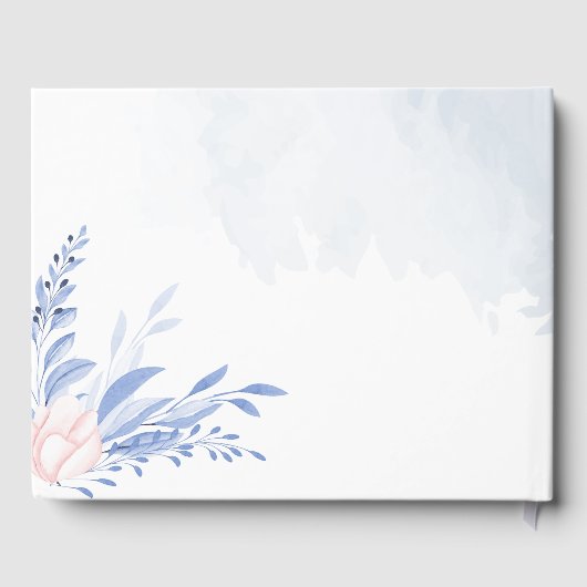 Rustic Dusty Blue Waterverf laat gouden bruiloft o Gastenboek (Achterkant)