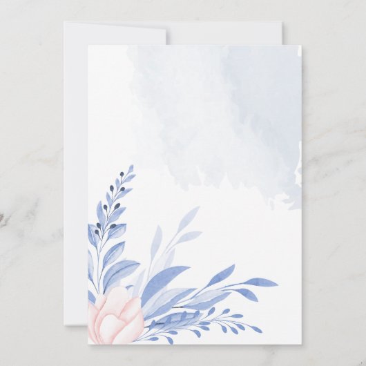 Rustic Dusty Blue Waterverf laat gouden bruiloft o Kaart (Achterkant)