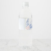 Rustic Dusty Blue Waterverf laat gouden bruiloft o Waterfles Etiket (Achterkant)