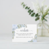 Rustic Dusty Blue Waterverf Rozen Wedding Website Informatiekaartje (Staand voorkant)