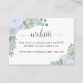 Rustic Dusty Blue Waterverf Rozen Wedding Website Informatiekaartje (Voorkant)