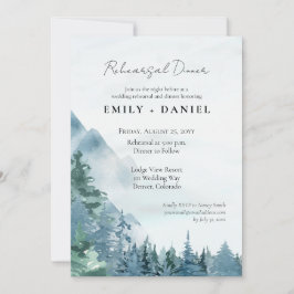 Rustic Dusty Blue Waterverf Wedding Rehearsal Kaart