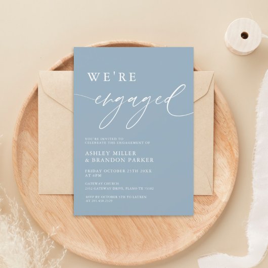 Rustic Dusty Blue We zijn een Engaged Party Kaart