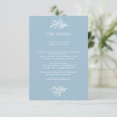 Rustic Dusty Blue Wedding Details Kaart (Staand voorkant)