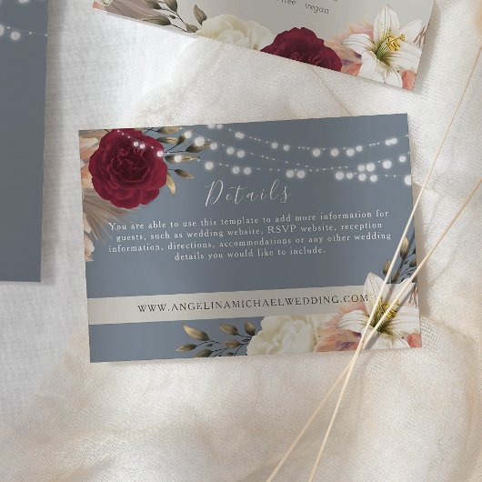 Rustic Dusty Blue Wedding Details Kaart