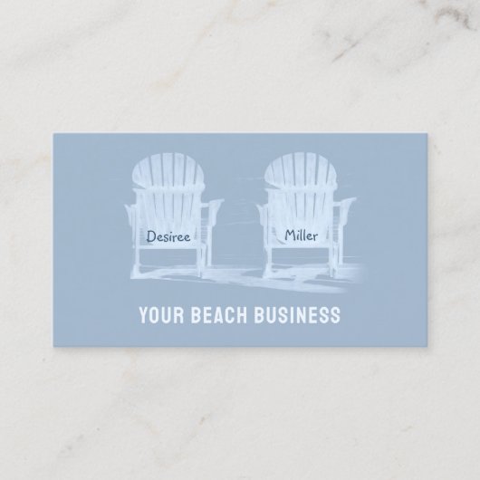 Rustic Dusty Blue White Adirondack Beach Chairs Visitekaartje (Voorkant)