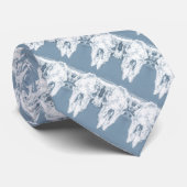 Rustic Dusty Blue White Bull Koe Skulls Pattern Stropdas (Opgerold)