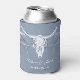 Rustic Dusty Blue White Westerne Koe Skull Wedding Blikjeskoeler
