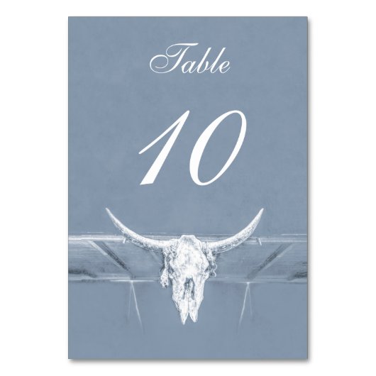 Rustic Dusty Blue White Westerne Koe Skull Wedding Kaart (Voorkant)