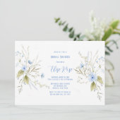 Rustic Dusty Blue Wildflower Vrijgezellenfeest Kaart (Staand voorkant)