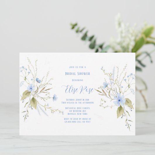 Rustic Dusty Blue Wildflower Vrijgezellenfeest Kaart (Staand voorkant)