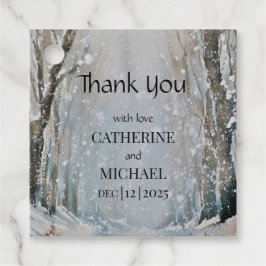 Rustic Dusty Blue Winter Forest Waterverf Wedding Bedankjes Labels