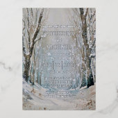 Rustic Dusty Blue Winter Forest Waterverf Wedding Folie Uitnodiging (Voorkant)