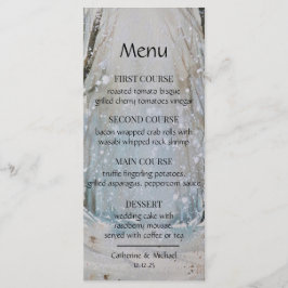 Rustic Dusty Blue Winter Forest Waterverf Wedding Menu