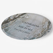 Rustic Dusty Blue Winter Forest Waterverf Wedding Papieren Bordje (Gekanteld)