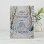 Rustic Dusty Blue Winter Forest Waterverf Wedding Programmakaart (Staand voorkant)