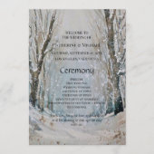 Rustic Dusty Blue Winter Forest Waterverf Wedding Programmakaart (Voorkant)