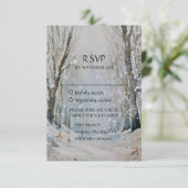 Rustic Dusty Blue Winter Forest Waterverf Wedding RSVP Kaartje (Staand voorkant)
