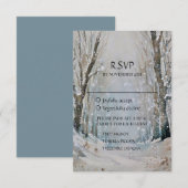 Rustic Dusty Blue Winter Forest Waterverf Wedding RSVP Kaartje (Voorkant / Achterkant)
