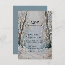 Rustic Dusty Blue Winter Forest Waterverf Wedding