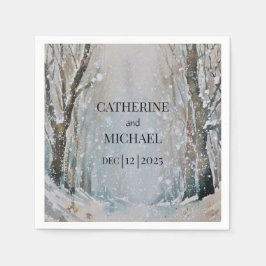 Rustic Dusty Blue Winter Forest Waterverf Wedding Servet
