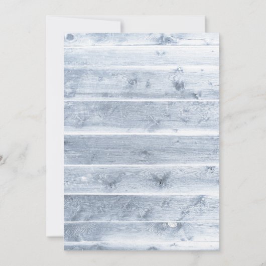 Rustic Dusty Blue Wood Botanical Wedding Kaart (Achterkant)