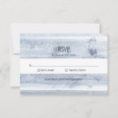 Rustic Dusty Blue Wood Wedding RSVP (Voorkant)