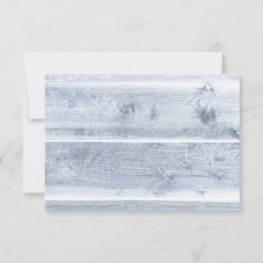 Rustic Dusty Blue Wood Wedding RSVP (Achterkant)