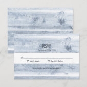 Rustic Dusty Blue Wood Wedding RSVP Kaartje (Voorkant / Achterkant)