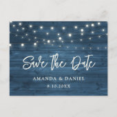 Rustic Dusty Blue Wood Wedding Save the Date Aankondigingskaart (Voorkant)